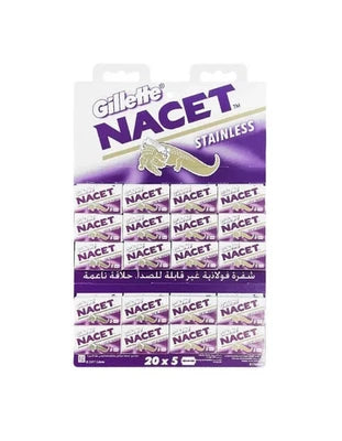 100 Gillette Nacet Stainless Steel Double Edge Razor Blades – Smooth & Sharp DE Blades, Ships from USA-fREE sHIPPING