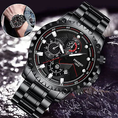 Men's Luxury Watch Stainless Steel Quartz  Classic Wristwatch Quality - Ship from USA