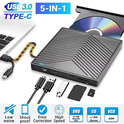 External CD DVD Drive, USB 3.0 Player Burner Writer, Ship From USA- for PC Laptop Windows 11
