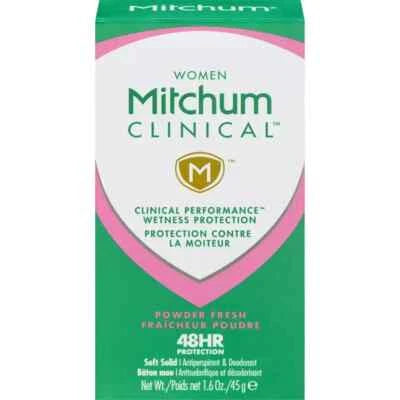 4x Mitchum Women Clinical Powder Fresh Antiperspirant Deodorant Soft Solid 1.6oz – Long Lasting Protection – Free Shipping