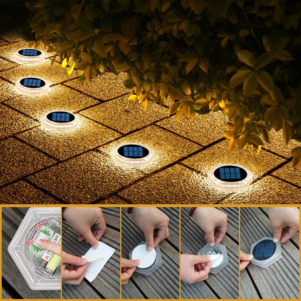Solar Ground Light Waterproof IP68 Heavy Duty Solar Deck Light for Driveway Pathway Step Garden Outdoor LED Pathway Lighting
