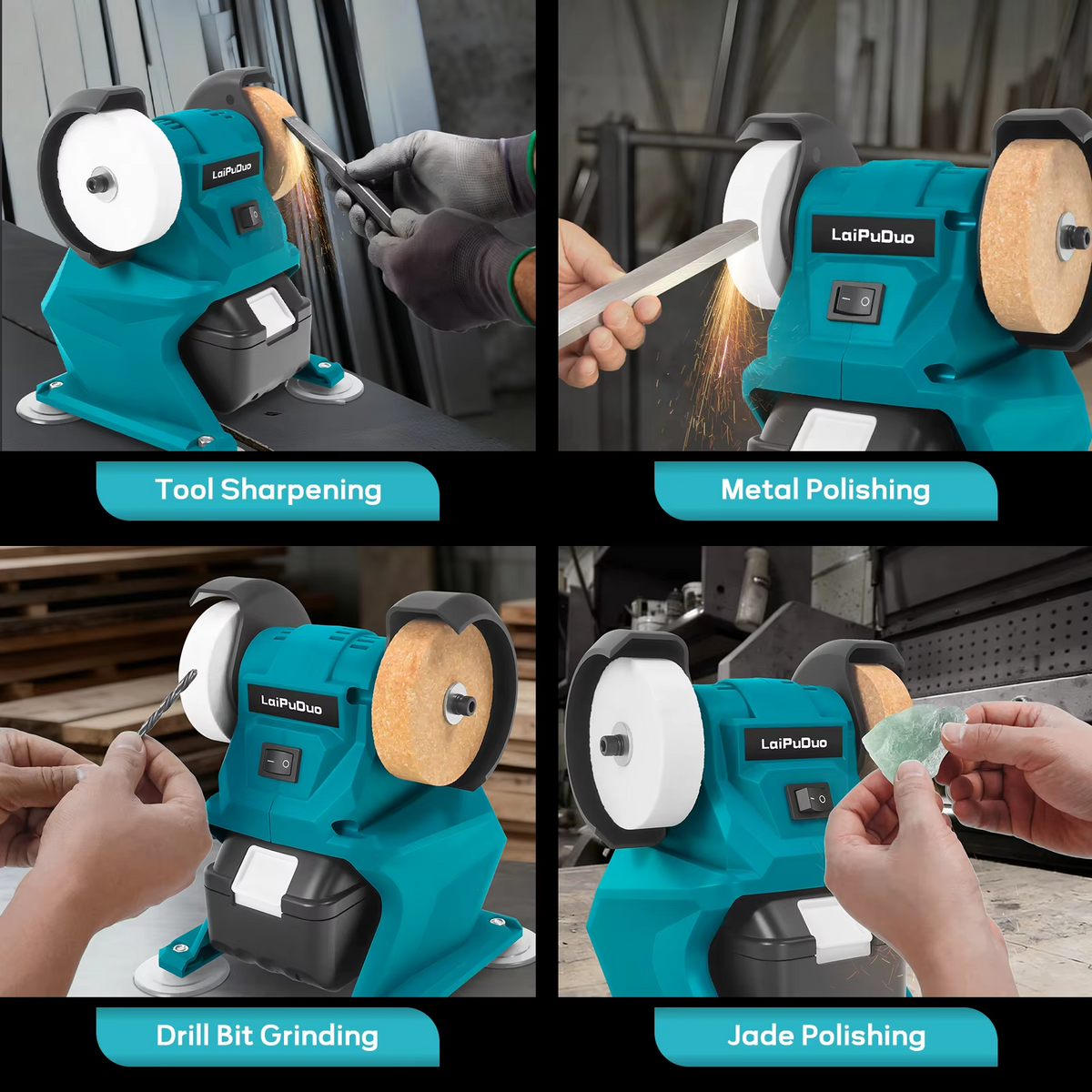 Cordless Bench Grinder 5500RPM Dual Wheel Grinder Metal Stone Knife Polishing Grinding Sharpening Tool for Makita 18V Battery