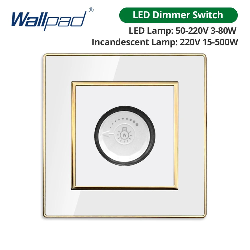 Wallpad White Acrylic Panel With Gold Border 2 Way Wall Light Switch With LED Indicator EU Electric Outlet With USB