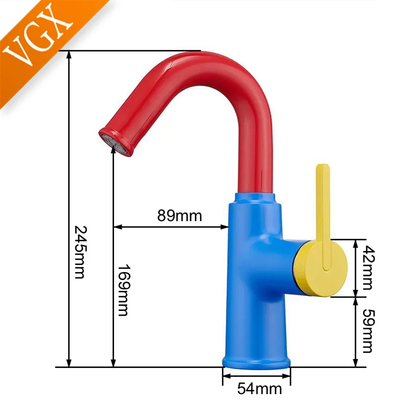 VGX Colorful Bathroom Faucets Brass Basin Mixer Sink Faucet Gourmet Pink Basin Faucet Washbasin Tapware Hot Cold Water Tap