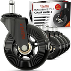 Office Chair Wheels Replacement Set 10mm (3/8" x 7/8") Stem – Smooth Rolling Casters for IKEA Chairs – Free Shipping