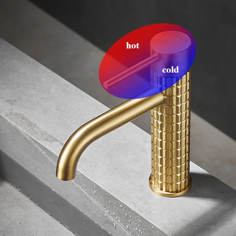 Brushed Gold All Copper Light Luxury Basin Faucet | Hot & Cold Bathroom Washbasin Tap | Free Shipping