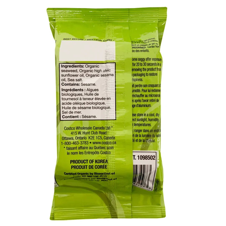 Kirkland Signature Organic Roasted Seaweed Snack 20 Count 2-Pack, 0.6 oz Each