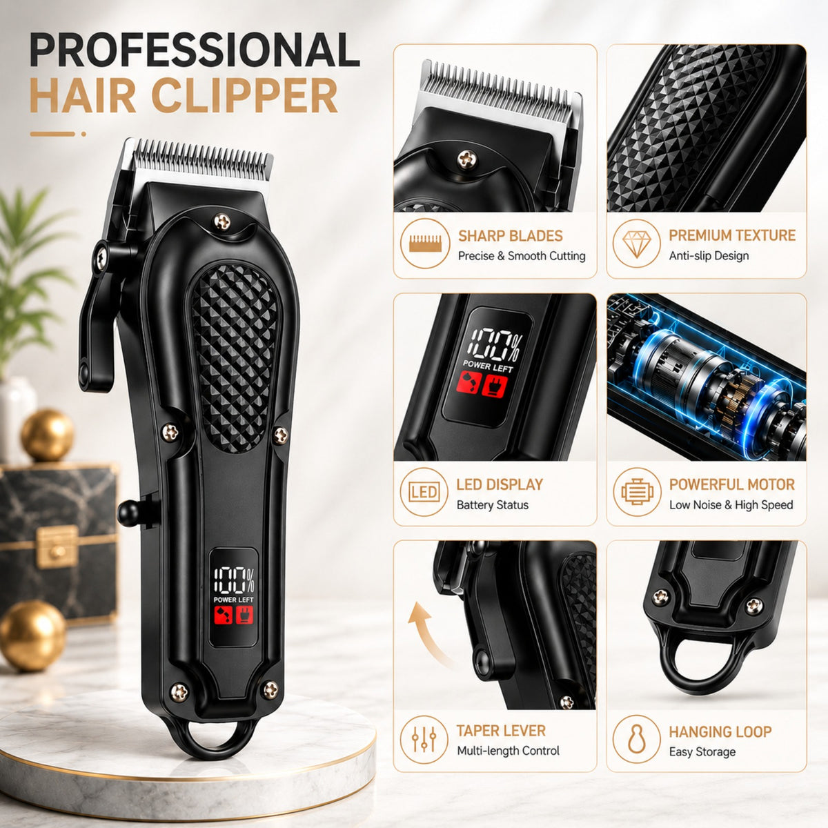 Rechargeable Electric Grooming Kit with LCD Display — Portable Men's Trimmer Set