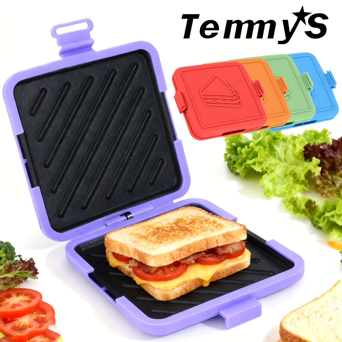 Microwave Oven Toaster Sandwich Maker • Breakfast Sandwich Maker • Non-Stick Baking Tray • Grilled Chicken Wings Chicken Breast • No Electricity Required, Wireless • Time-Saving, Fast • Dishwasher