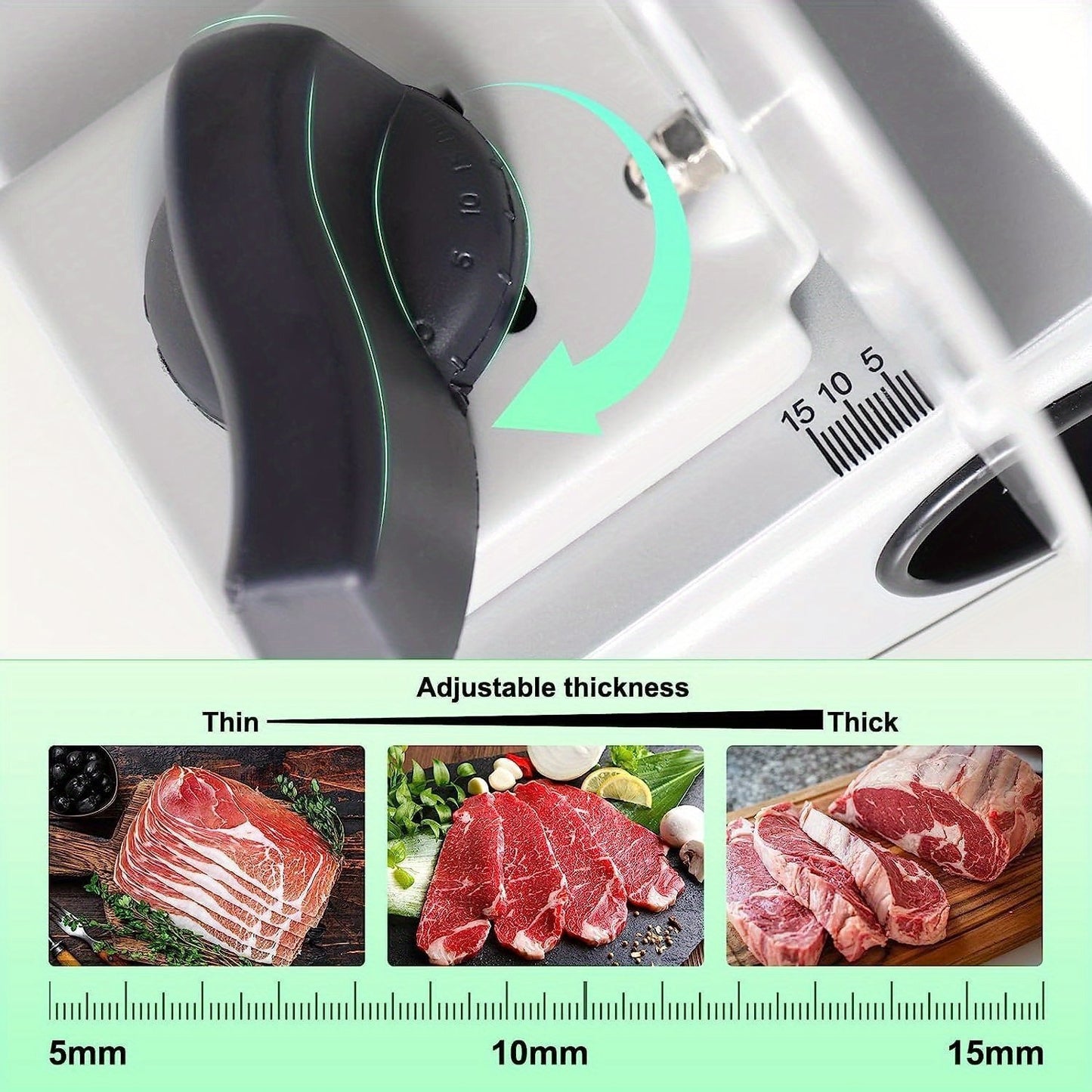 Electric Meat Slicer with 2 Removable Stainless Steel Blades | Deli Food & Bread Slicer | Free Shipping