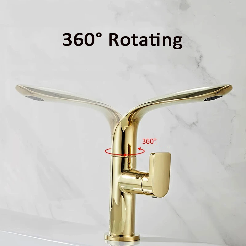 Brushed Gold Basin Faucet Brass Bathroom Faucet Mixer Tap Gold Wash basin Faucet Single Handle Hot & Cold Lavotory Faucet