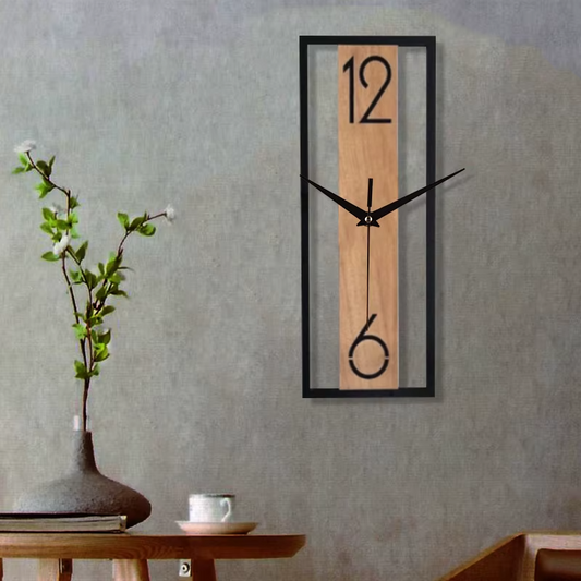 Modern Rectangular Wood Grain Wall Clock – Silent Non-Ticking Decorative Clock for Home & Office Gift sugg
