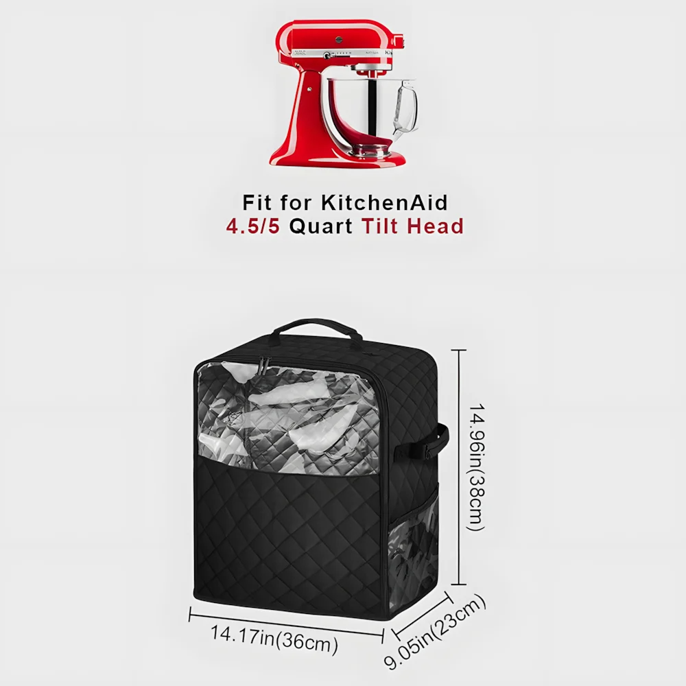 Stand Mixer Cover with Appliance Sliders Base for 6/7/8 Quart KitchenAid Mixers and Pockets for Accessories