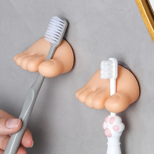 2-Piece Suction Cup Toothbrush Holder | Wall-Mounted Bathroom Storage Clips | No-Drill Organizer | FREE SHIPPING