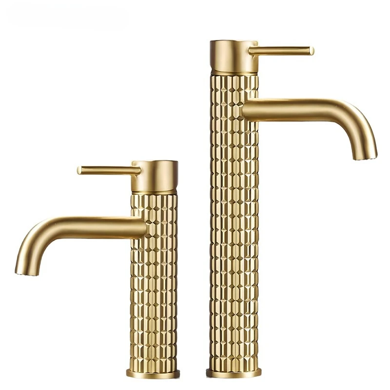 Brushed Gold All Copper Light Luxury Basin Faucet | Hot & Cold Bathroom Washbasin Tap | Free Shipping