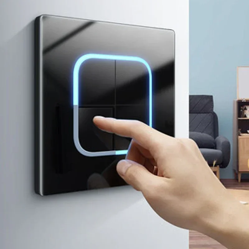 Tempered Glass Wall Light Switch 1/2/3/4 Gang 1-Way & 2-Way with LED Indicator – Universal  120 v