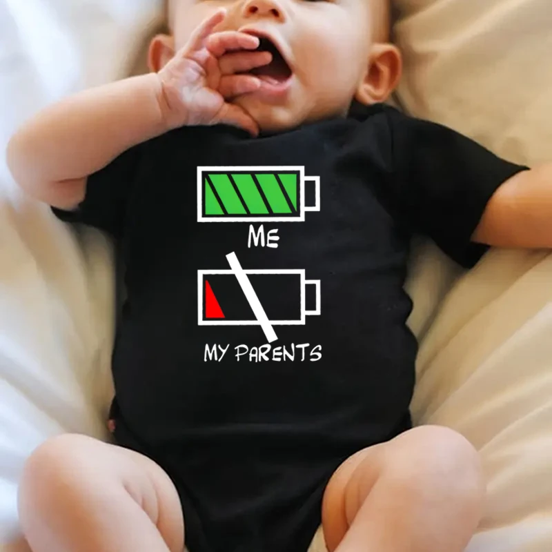 Girls Boys Funny Me Vs My Parents Graphic Infant Cotton Jumpsuit Fashion Funny Parents Low Battery Full Energy Baby Clothing