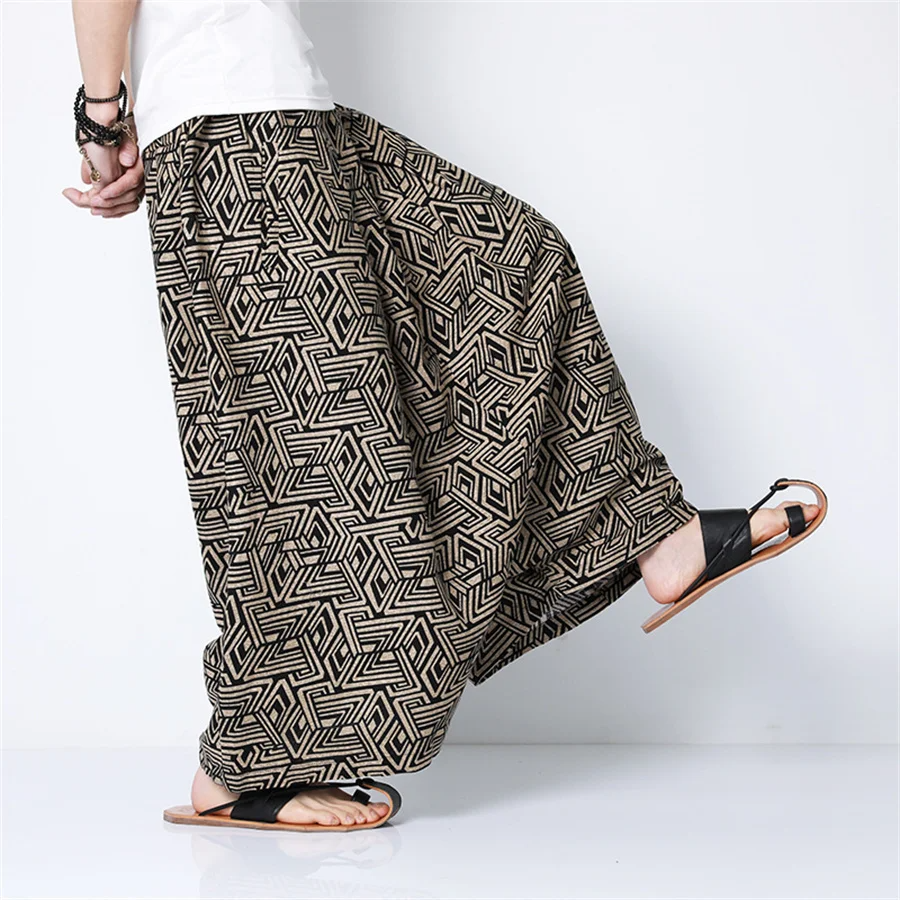 Hip Hop Trend Men Harem Pants Casual Loose Streetwear Retro Printed Joggers Wide Leg Pants Men's Sweatpants Trousers Oversize