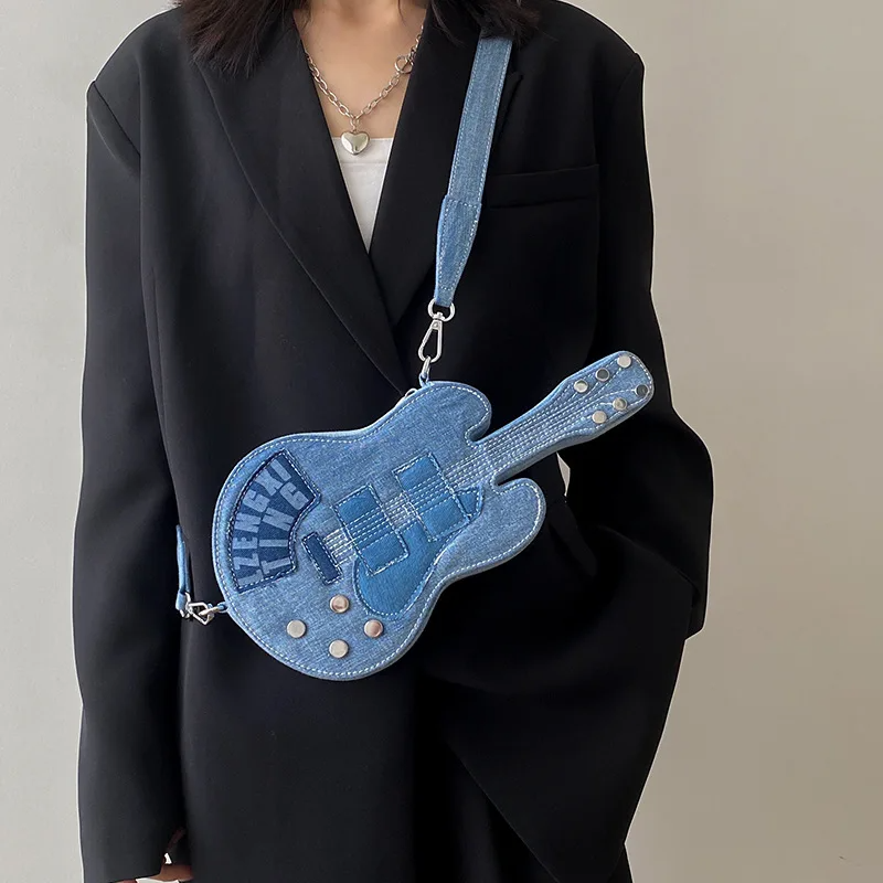 Women's Denim Guitar-Shaped Crossbody Bag | Musical Shoulder Purse & Handbag | Unique Fashion Bag | FREE SHIPPING 🎸👜