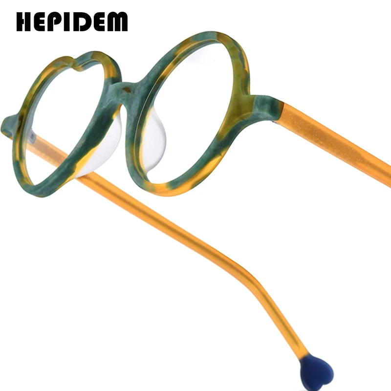 HEPIDEM   Multicolor Acetate Eyeglass Frames | Round Heart Design | Unisex Optical Spectacles | FREE SHIPPING 👓✨
