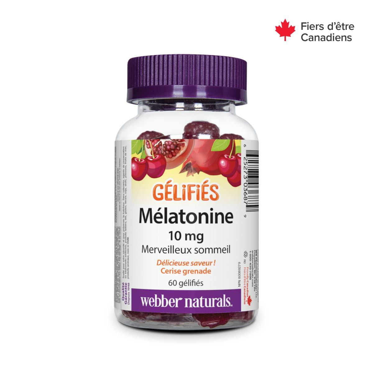 Webber Naturals Melatonin 10mg Gummies – 60 Vegan Gummies Cherry Pomegranate Flavour for Sleep Support – Free Shipping