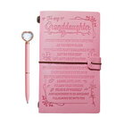 Granddaughter Gift Pink Leather Journal & Heart Diamond Pen Set – Keepsake Notebook