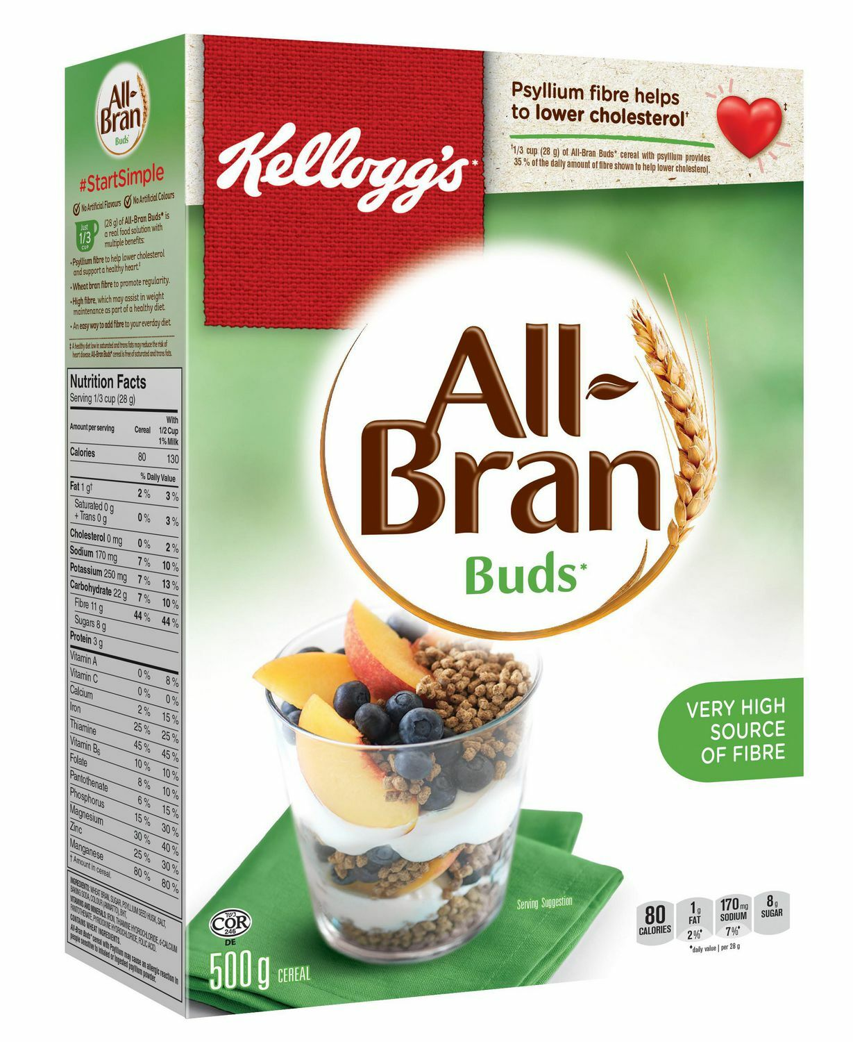 4x Boxes Kellogg's All-Bran Buds Cereal 500g Each -From Canada FRESH & DELICIOUS