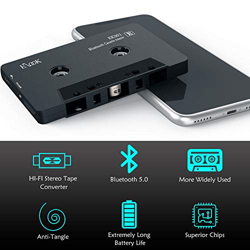 Elook Bluetooth Cassette Adapter for Vintage Car Sound System Black – Free Shipping