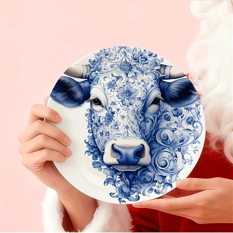 Nordic ceramic wall decor plate-  Ox Bull Head