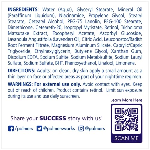 Palmer's Skin Success Anti-Dark Spot Nighttime Fade Cream with Retinol & Niacinamide | Free Shipping