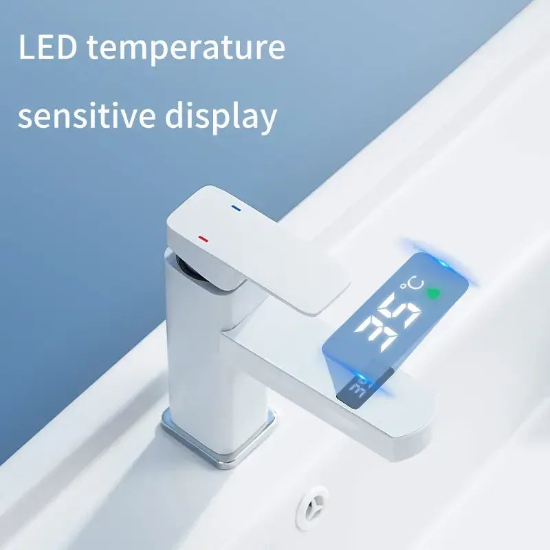 White Bathroom Digital Display Temperature Control Faucet Dual Connection Modern Sink Faucet – Free Shipping (Copie)