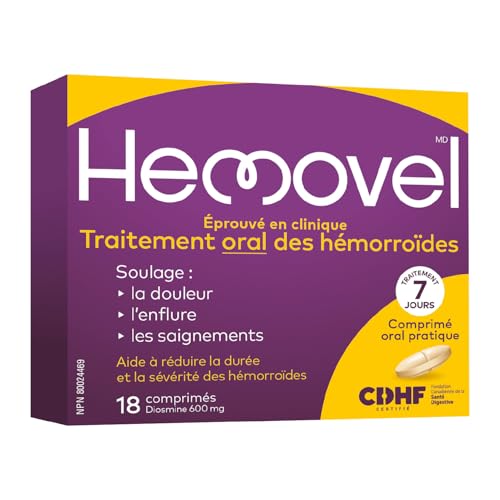 Hemovel Oral Treatment Hemorrhoids Clinically Proven Diosmin 600mg 18 Tablets | Free Shipping
