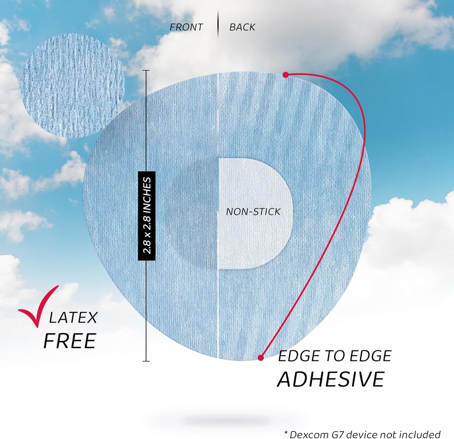 Not Just A Patch Air Dexcom G7 Adhesive Patches (20 Pack) - Strong and Light Stelo CGM & Dexcom G7 Over Patches with Ultra-Hold 14 Day Adhesion,