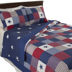 Caroline Patriotic Quilt Set – Americana Stars & Plaid Patchwork Bedding   queen size– Free Shipping