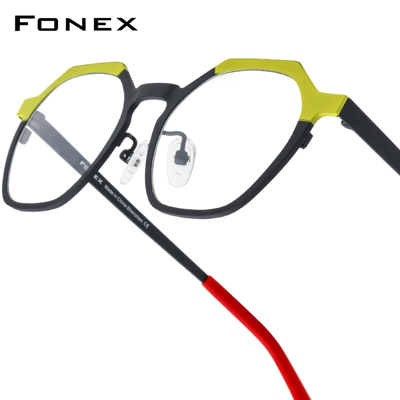 FONEX Women's Pure Titanium Eyeglasses 85849 | Retro Polygon Round Frames | Ultralight Vintage Japanese Eyewear | FREE SHIPPING 👓✨