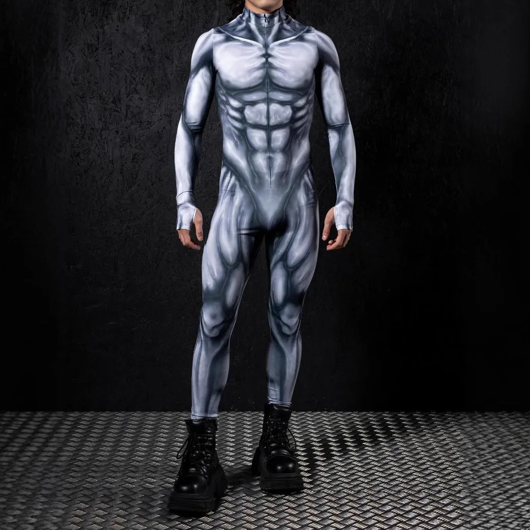 Men's Black Cyberpunk Cosplay Jumpsuit — Elastic Steampunk Costume Romper