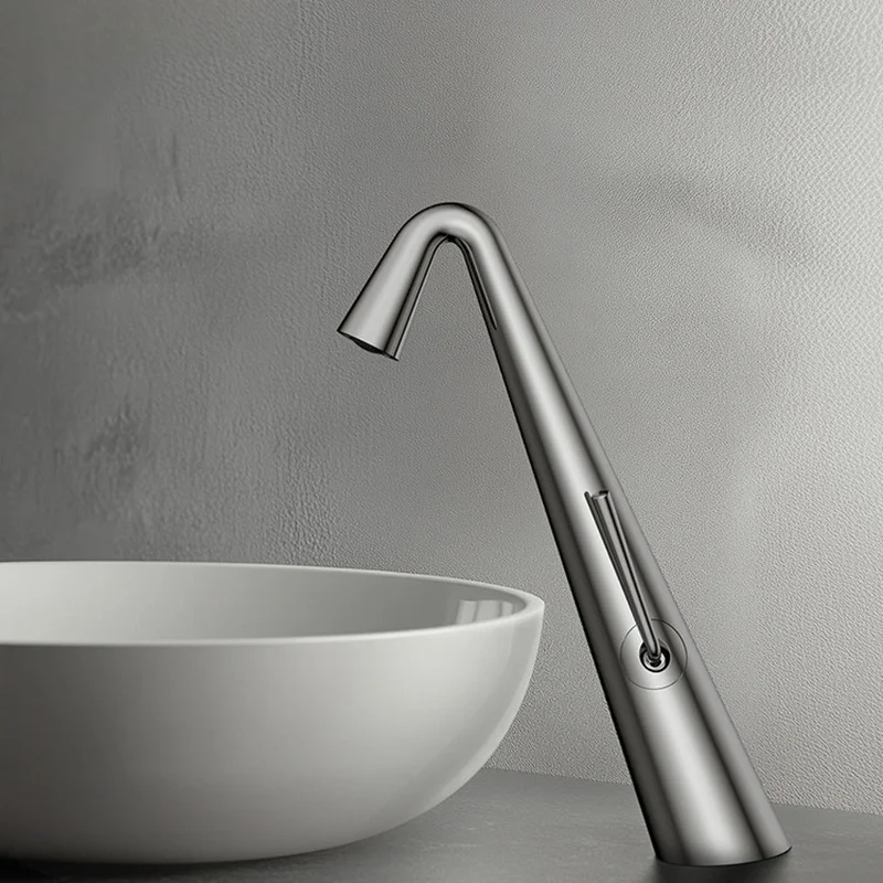 Premium Brass Body Bathroom Sink Faucet Single Lever Temperature Adjustment Hot Cold Mixer Tap For Wash Basin Lavatory