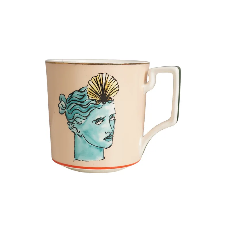 Creative Neptune Red Bone China Coffee Cup Round Storage Tray Home 400ml Tea Cup Birthday Gift Drinking Mug Home Decoration New