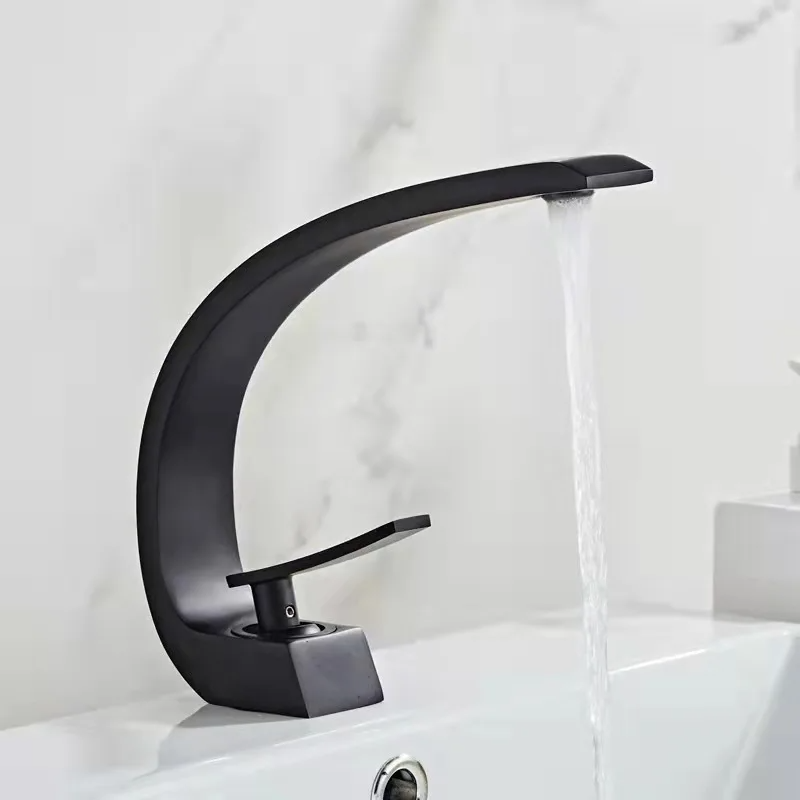 Bathroom Basin Faucet Deck Mount Hot & Cold Water Mixer Tap – Creative Curved Design | Free Shipping