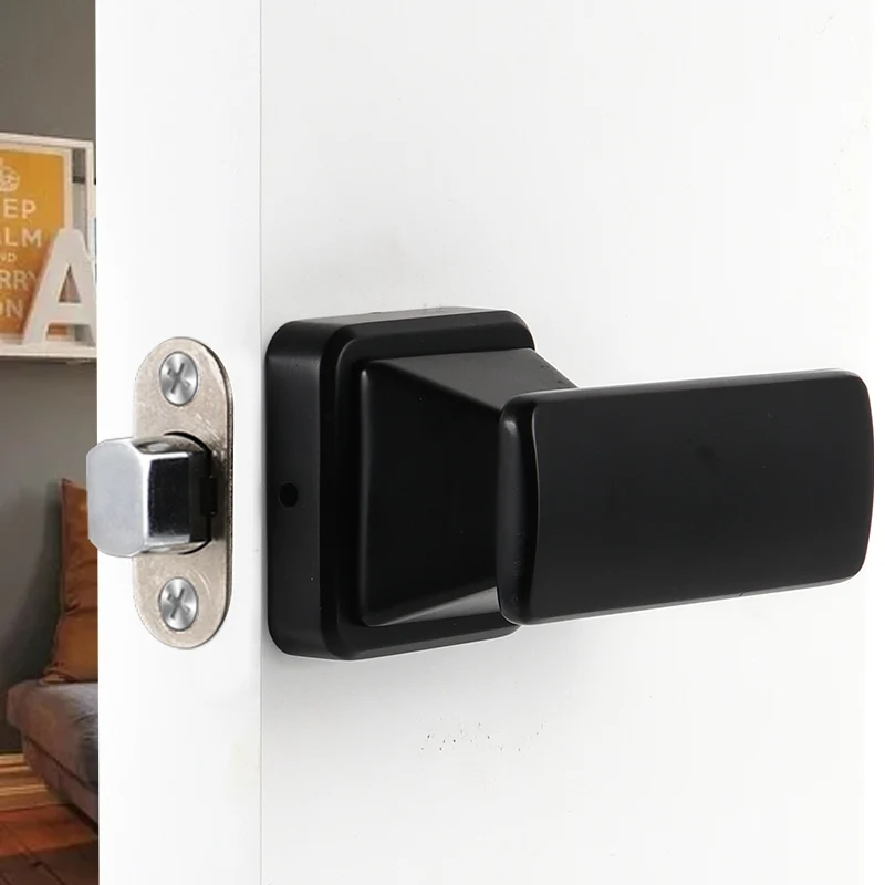 Invisible Single-Side Door Handle Lock with Key — Hidden Wooden Door Hardware