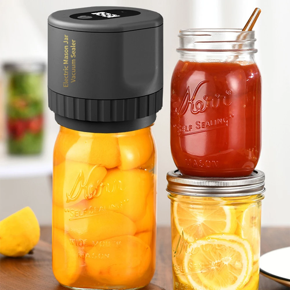 Electric Mason Jar Vacuum Sealer Kit – Portable Rechargeable Vacuum Sealer for Wide & Regular Mouth Jars