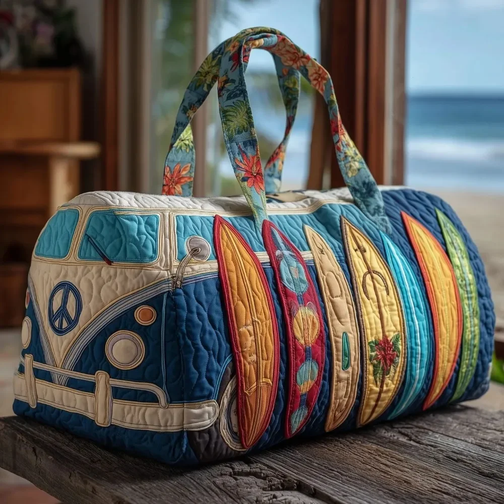 Adjustable Strap Quilted Duffle Bag – Large Capacity 3D Quilted Travel Tote Bag