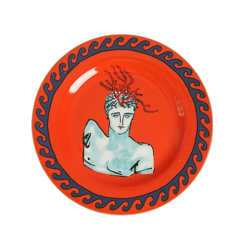 Creative Neptune Red Bone China Coffee Cup Round Storage Tray Home 400ml Tea Cup Birthday Gift Drinking Mug Home Decoration New