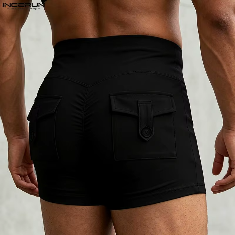 Men's Casual Shorts Elastic Waist Solid Color Jogger Shorts with Pockets Summer Streetwear 2026