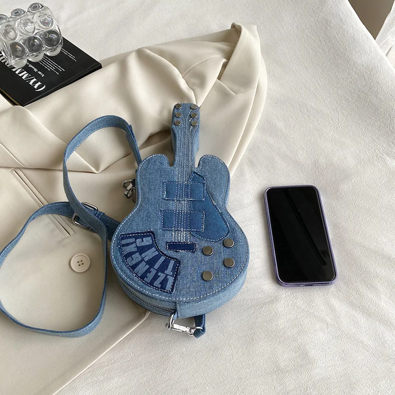 Women's Denim Guitar-Shaped Crossbody Bag | Musical Shoulder Purse & Handbag | Unique Fashion Bag | FREE SHIPPING 🎸👜