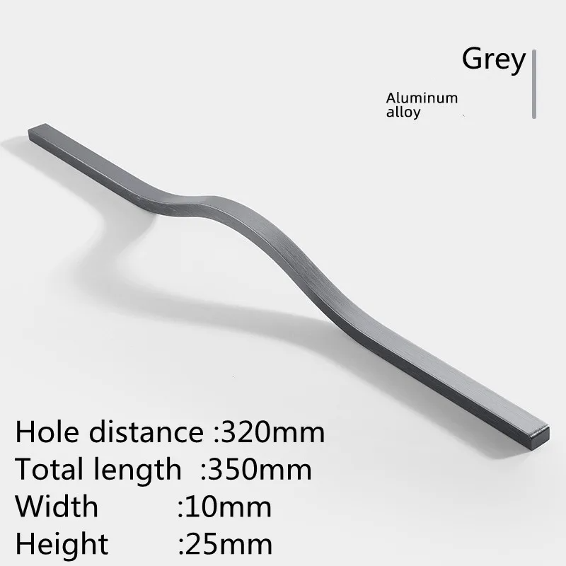 KK&FING Simple Aluminum Alloy Black Furniture Cabinet Door Handles Curved Wardrobe Drawer Cabinet Door Handle Furniture Hardware