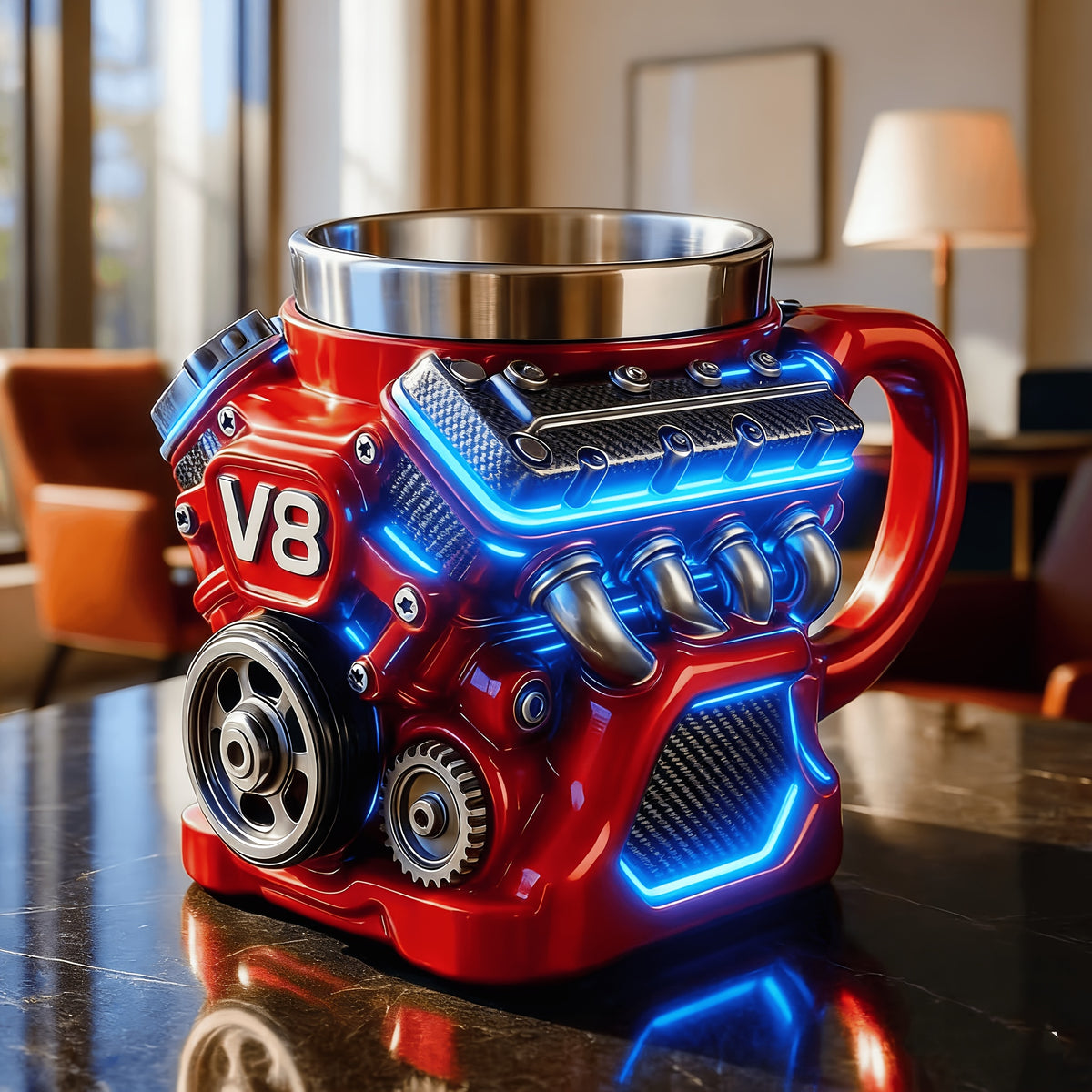 V8 V12 Engine Coffee Mug Unique Car Enthusiast Gift for Men, Novelty Mechanic Themed Hot Cold Drink Cup, Cool Birthday Christmas Gift for Him Dad Boyfriend Car Lover