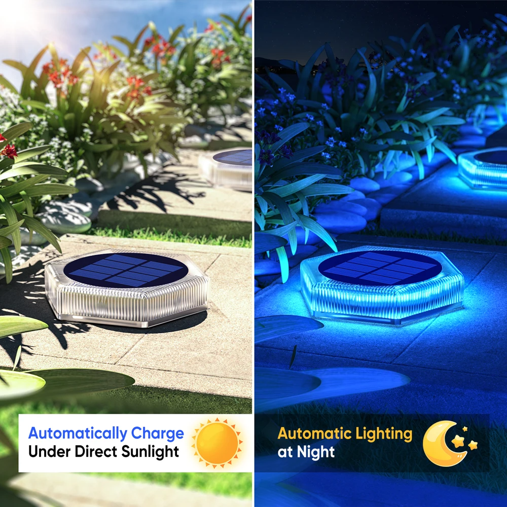 Solar Ground Light Waterproof IP68 Heavy Duty Solar Deck Light for Driveway Pathway Step Garden Outdoor LED Pathway Lighting