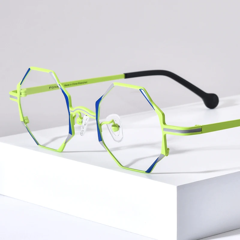 FONEX Women's Pure Titanium Eyeglasses 85849 | Retro Polygon Round Frames | Ultralight Vintage Japanese Eyewear | FREE SHIPPING 👓✨