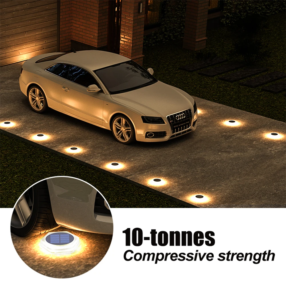 Solar Ground Light Waterproof IP68 Heavy Duty Solar Deck Light for Driveway Pathway Step Garden Outdoor LED Pathway Lighting